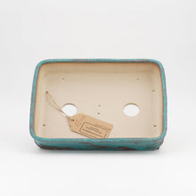 Lade das Bild in den Galerie-Viewer, Bonsaischale tk-bonsaipots - rechteckig, petrol, türkis - raue Glasur / Gilde Edition