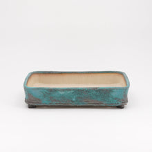 Lade das Bild in den Galerie-Viewer, Bonsaischale tk-bonsaipots - rechteckig, petrol, türkis - raue Glasur / Gilde Edition